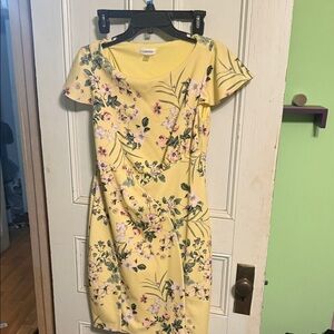 Calvin Klein Yellow Floral Midi Dress